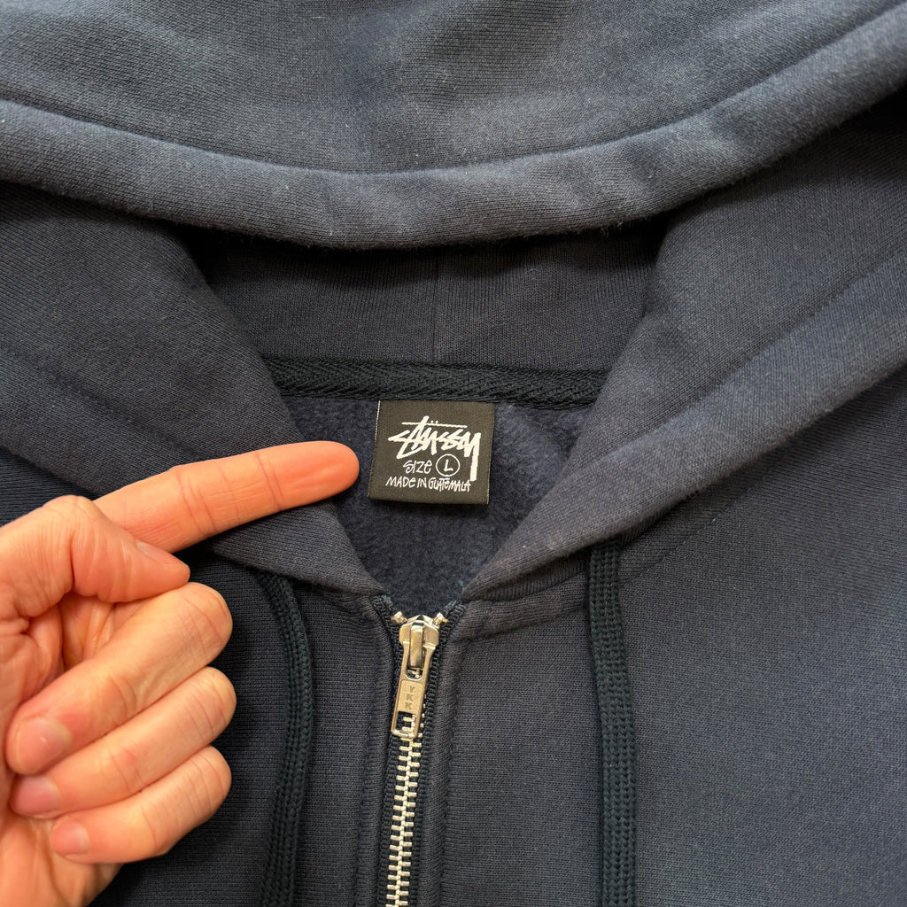 Navy Stussy Zip Up Hoodie (L)
