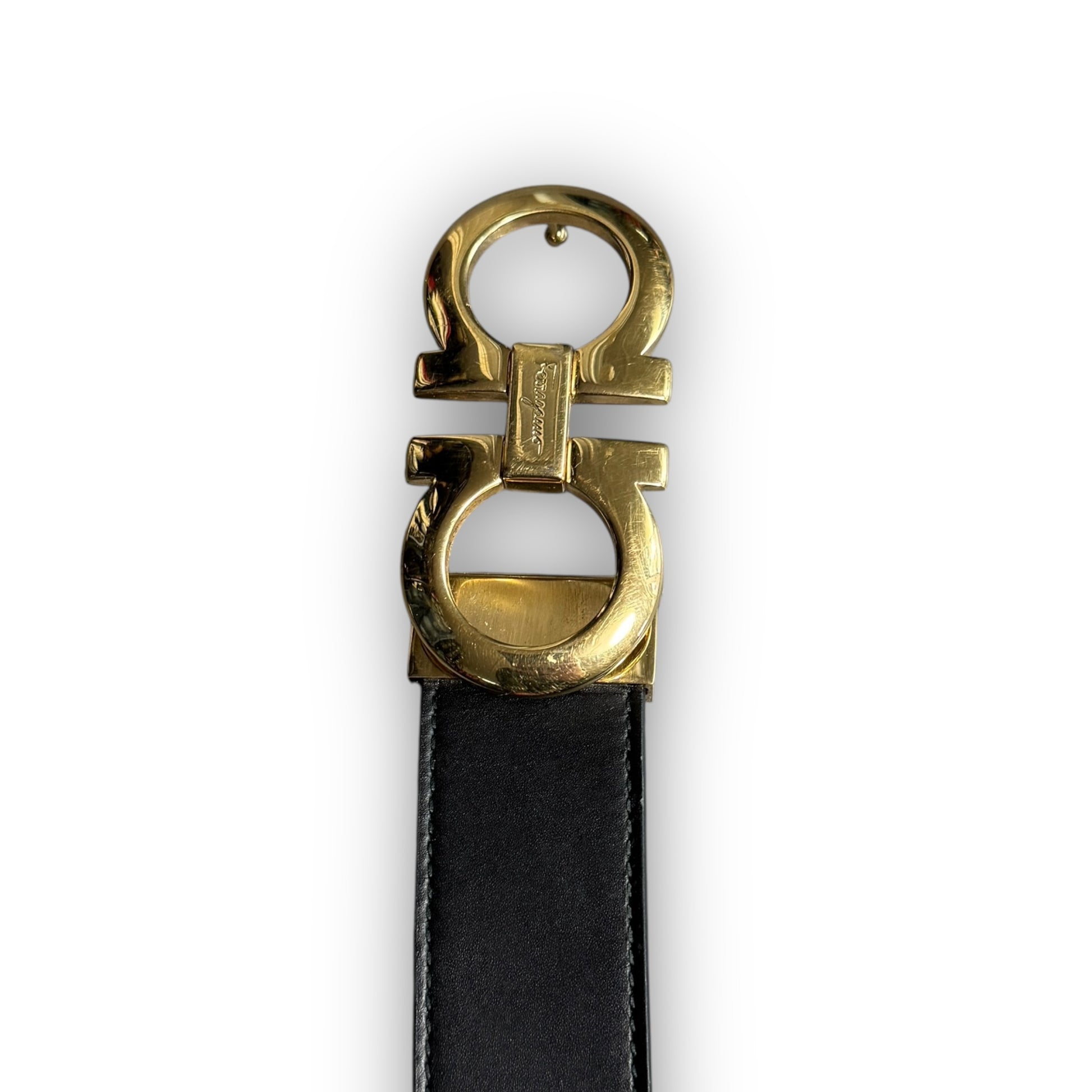 Black Leather Ferragamo Belt