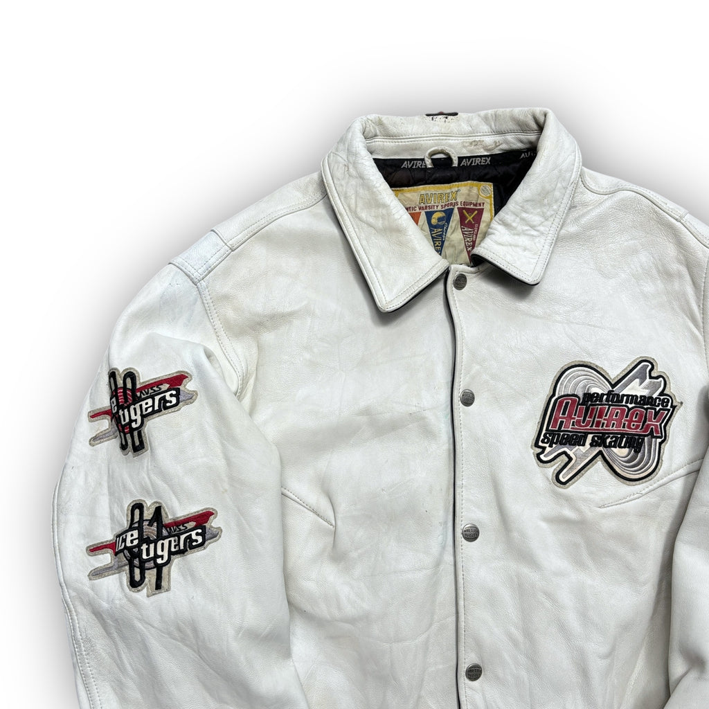 1990 Avirex Ice Tigers Leather Jacket (L)