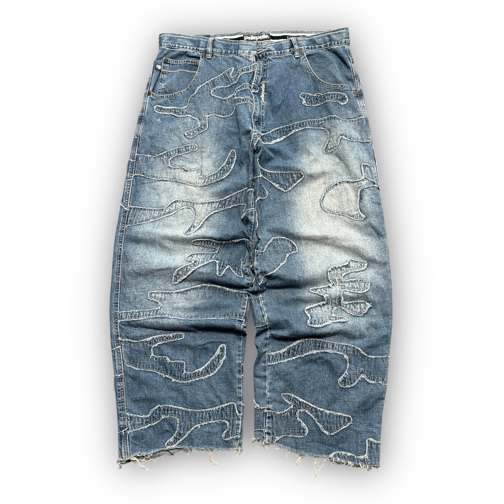 00s Baggy Embroidered Pele Pele Jeans (36")
