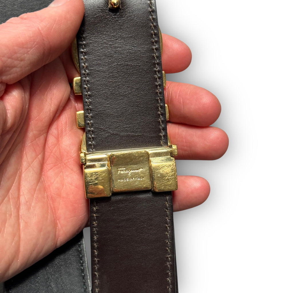 Black Leather Ferragamo Belt
