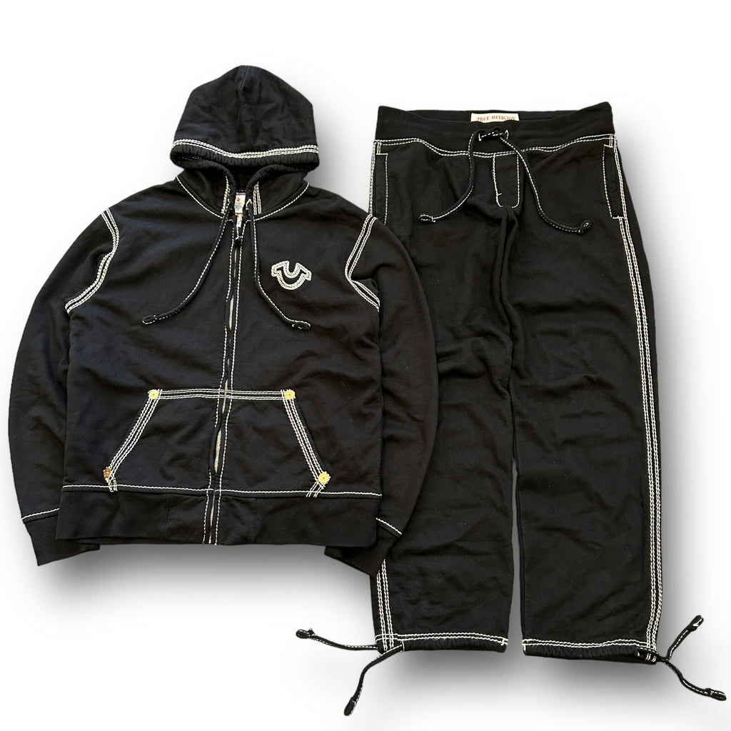 Black True Religion Contrast Stitch Tracksuit (M)