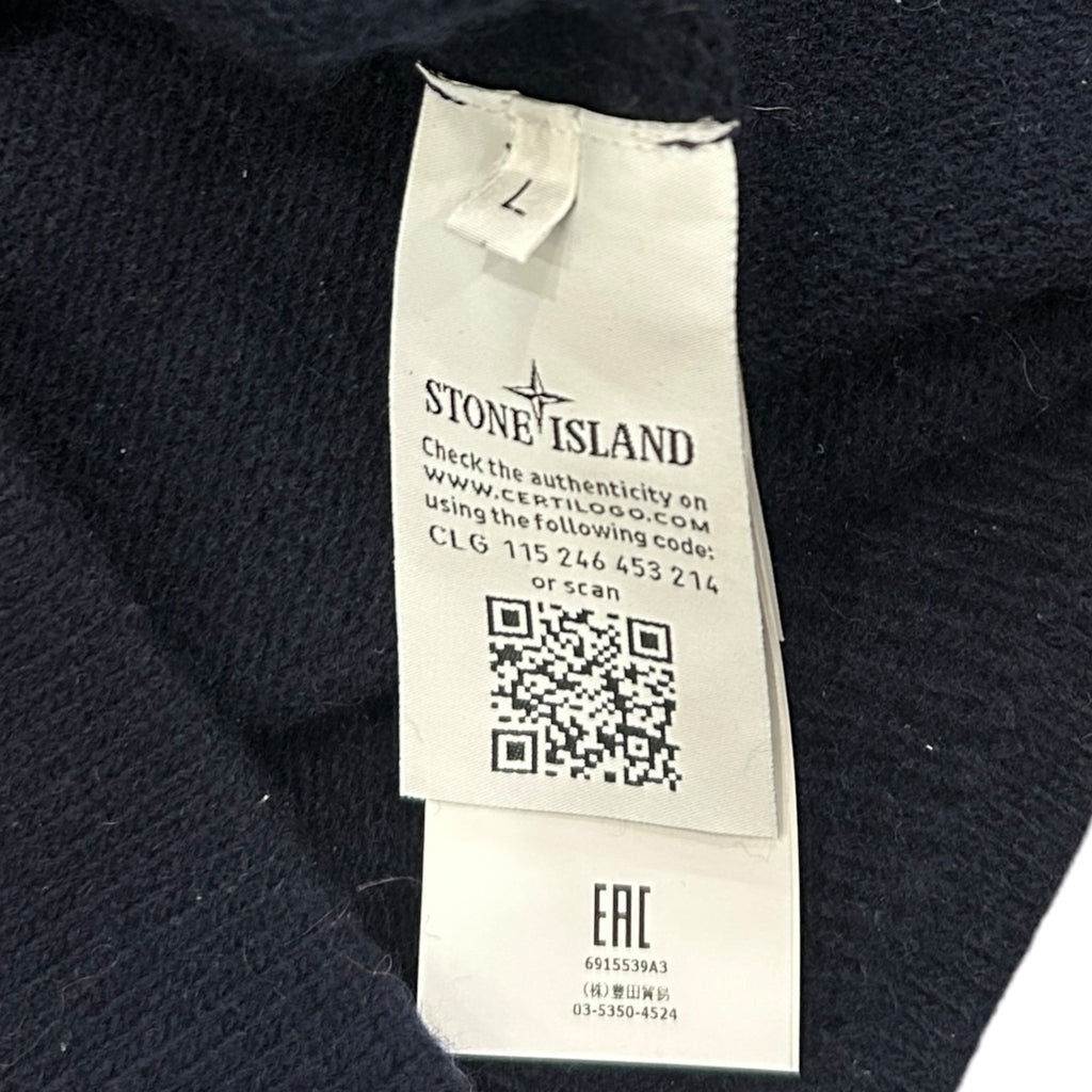 Navy Stone Island Half Zip Knit Jumper (L)