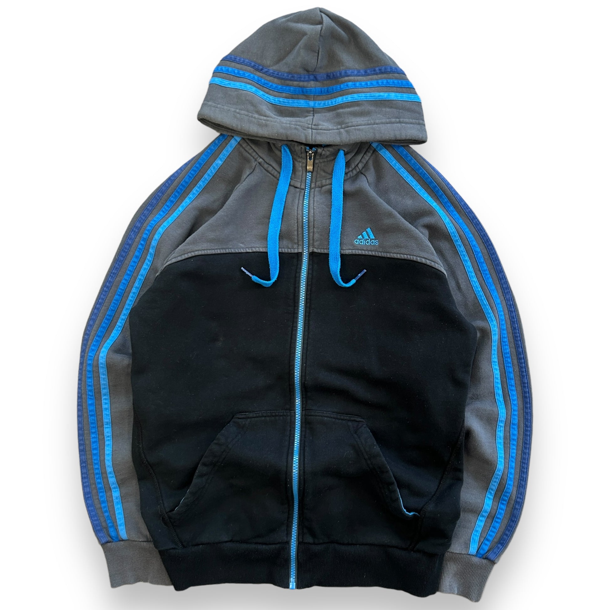 Adidas Three Stripe Blue Hoodie (S)