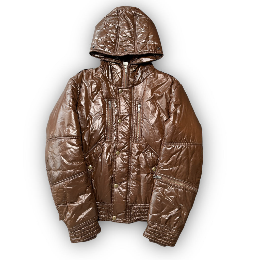 Brown Fur Hood Puffer Coat (S)