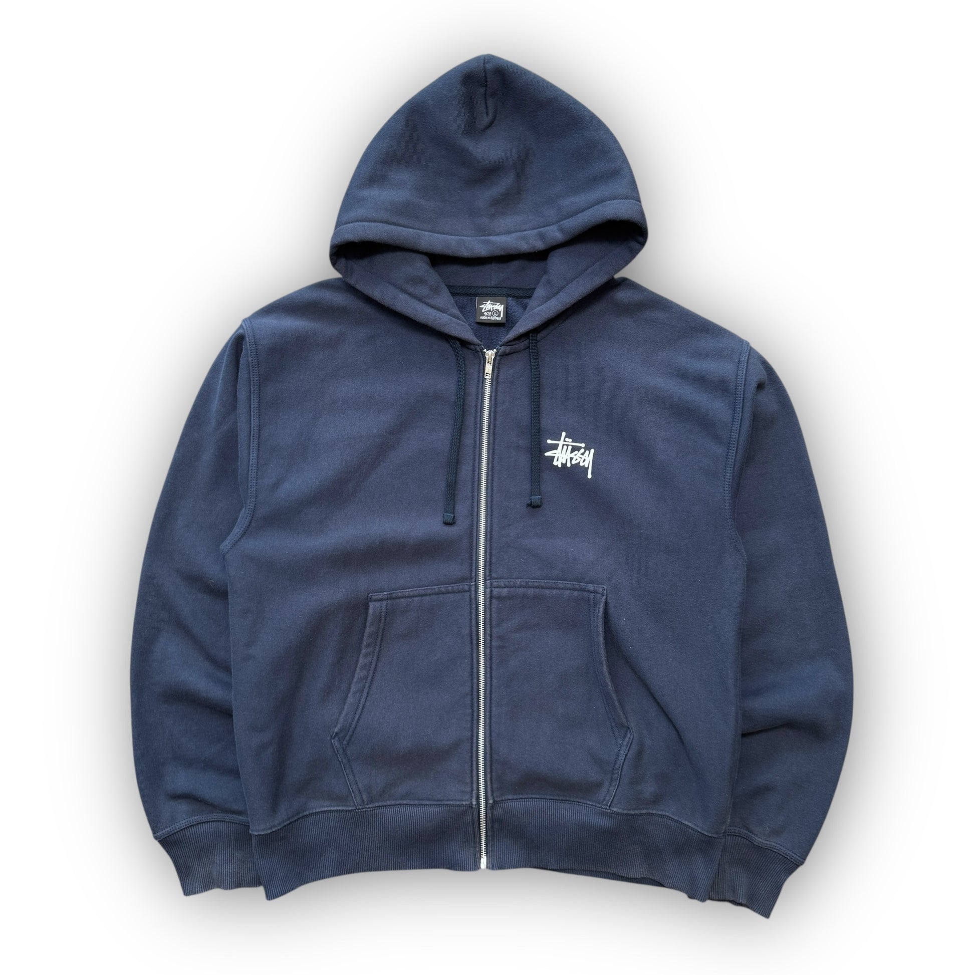 Navy Stussy Zip Up Hoodie (L)