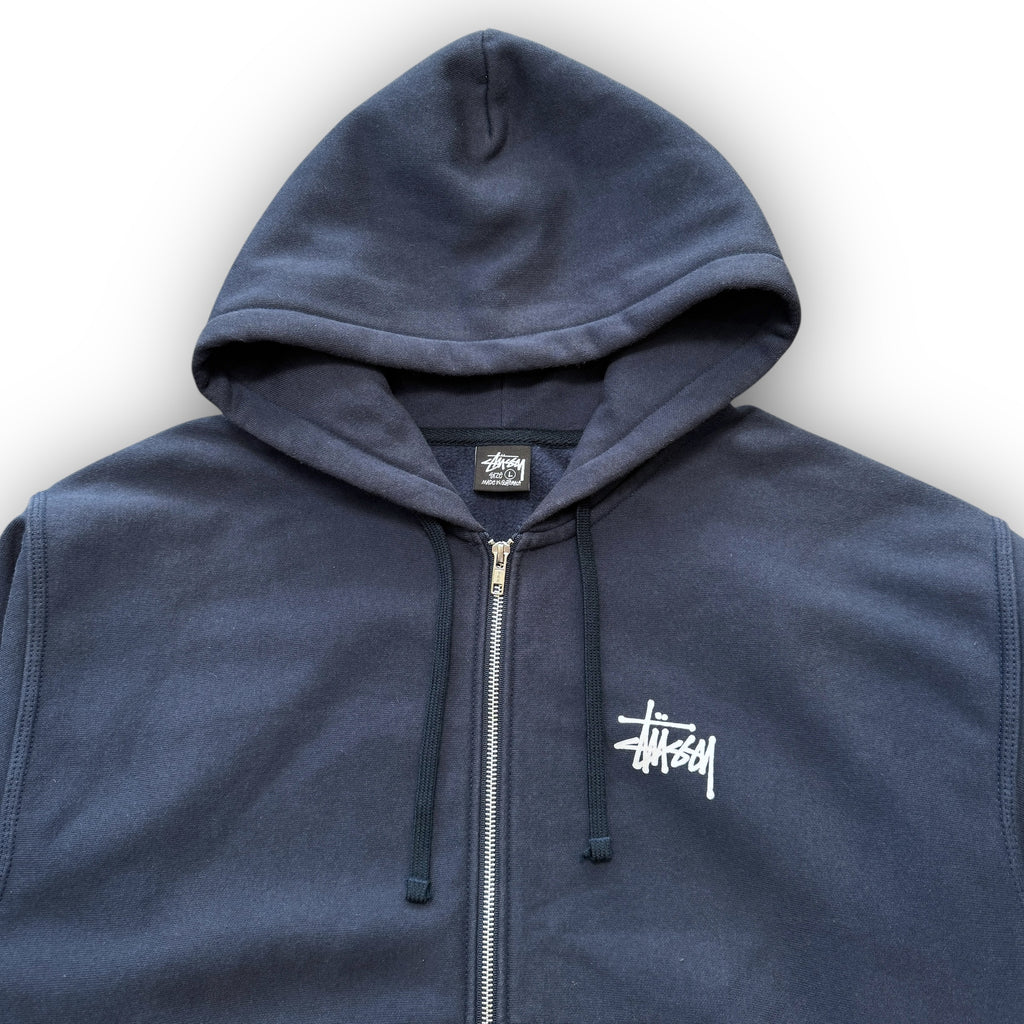 Navy Stussy Zip Up Hoodie (L)