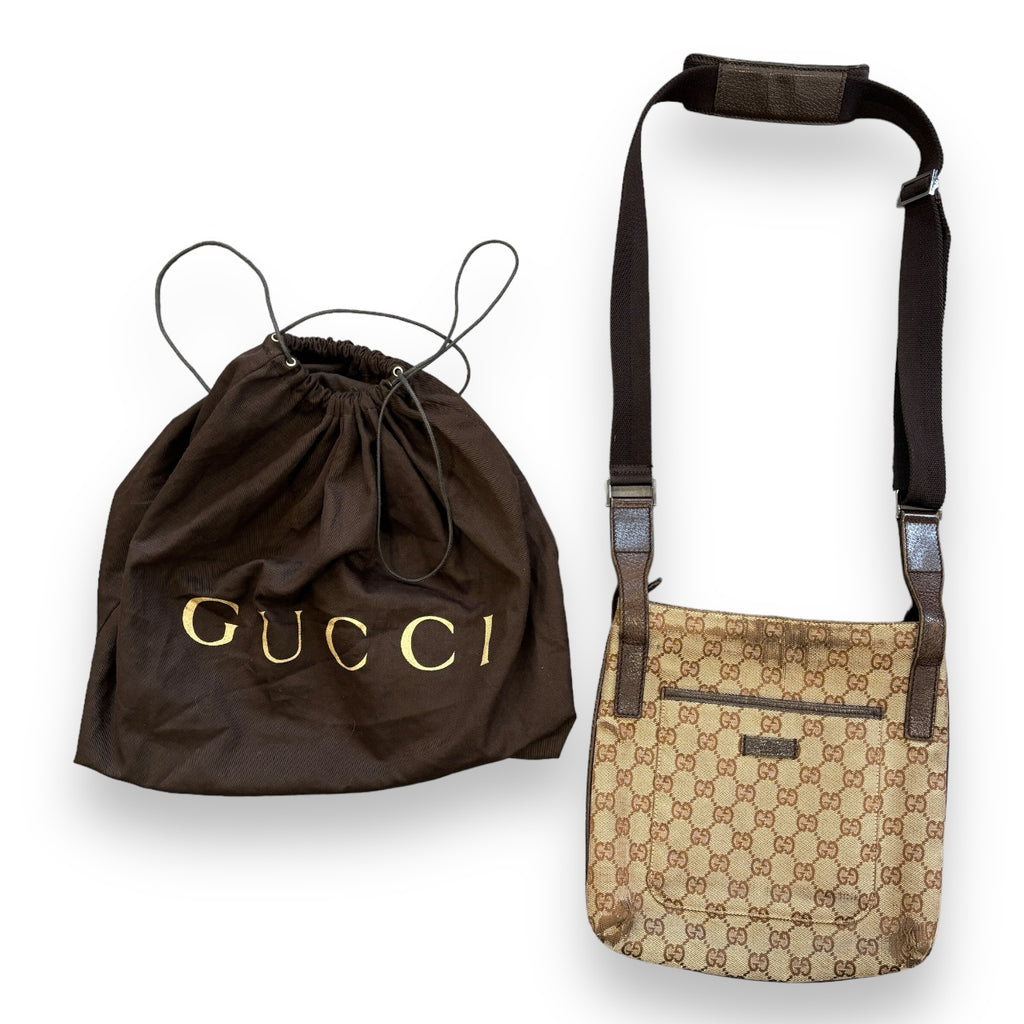 Authentic Vintage Gucci GG Monogram Crossbody Messenger Bag