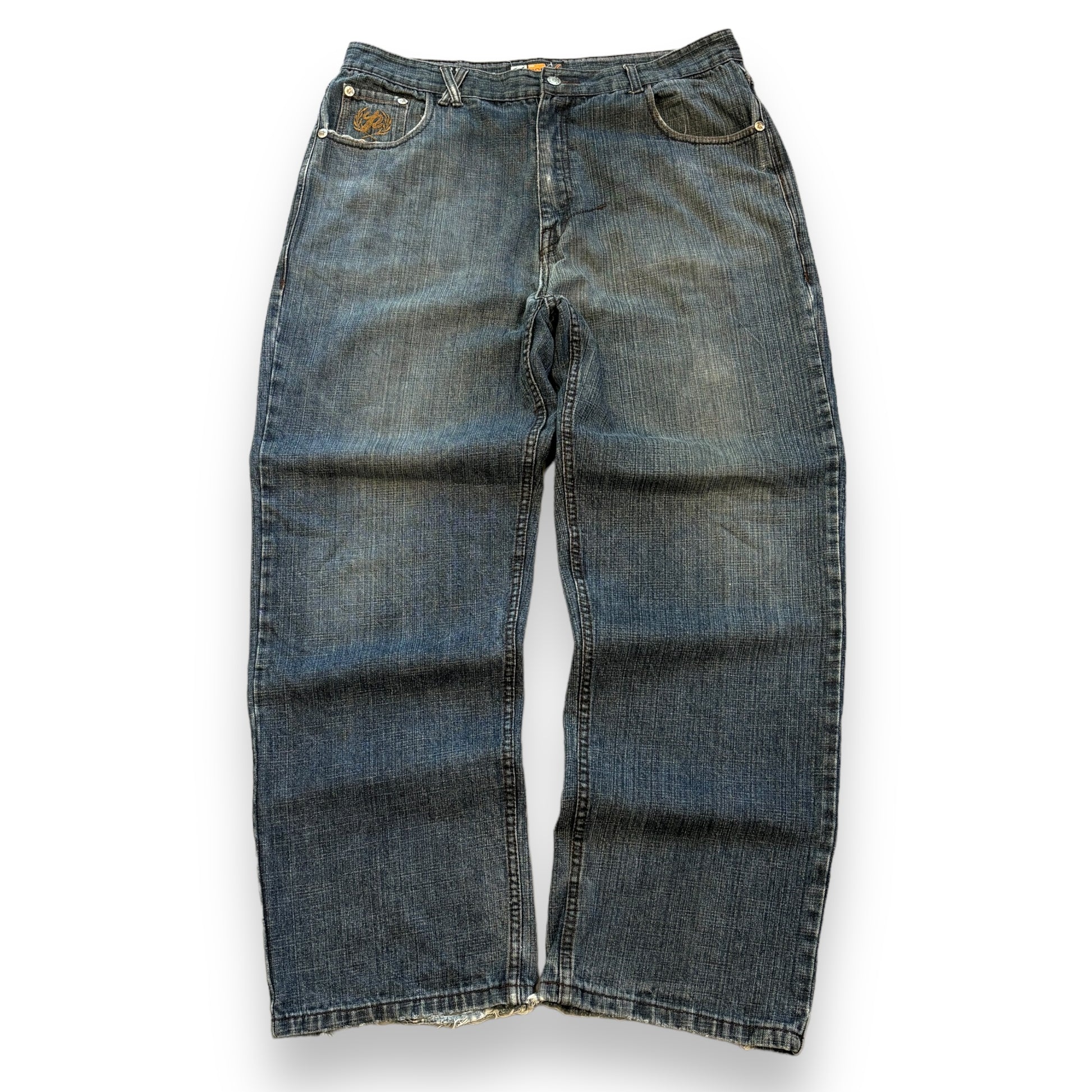 00's Baggy Hip Hop Embroidered Jeans (38W)