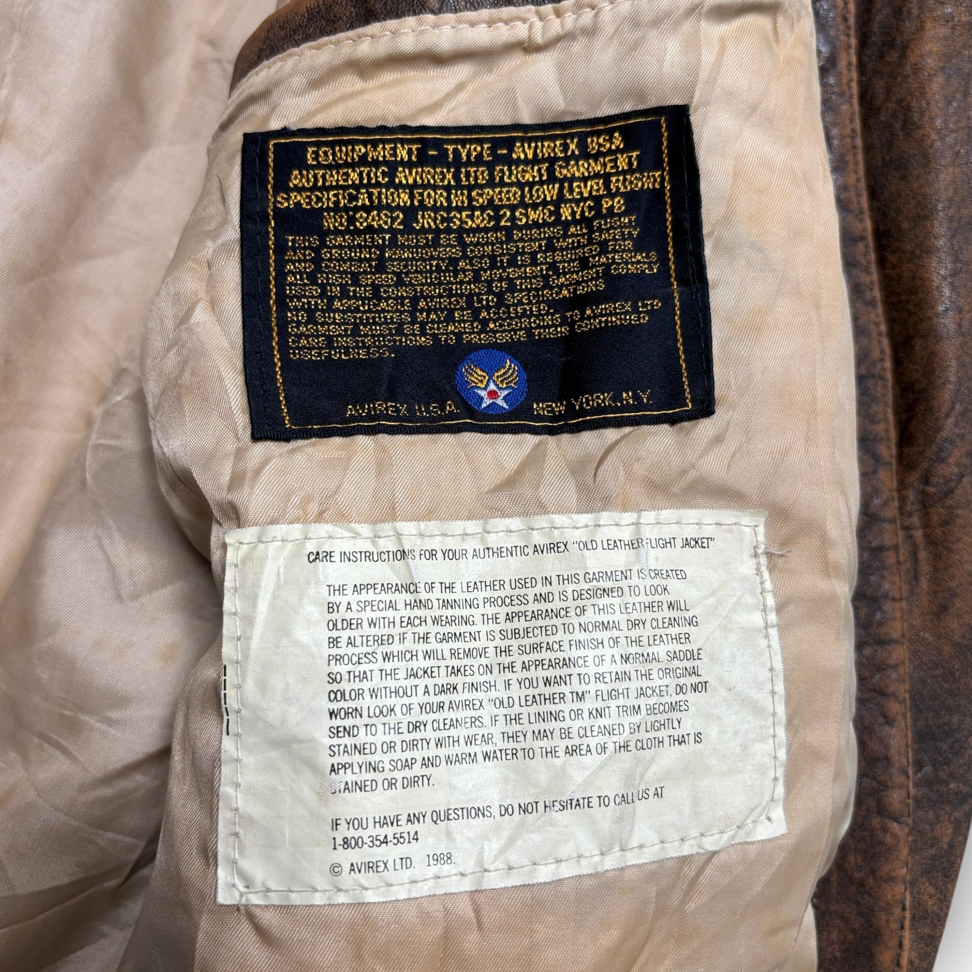 1988 Avirex 'Lucky Strike' Leather Jacket (S)