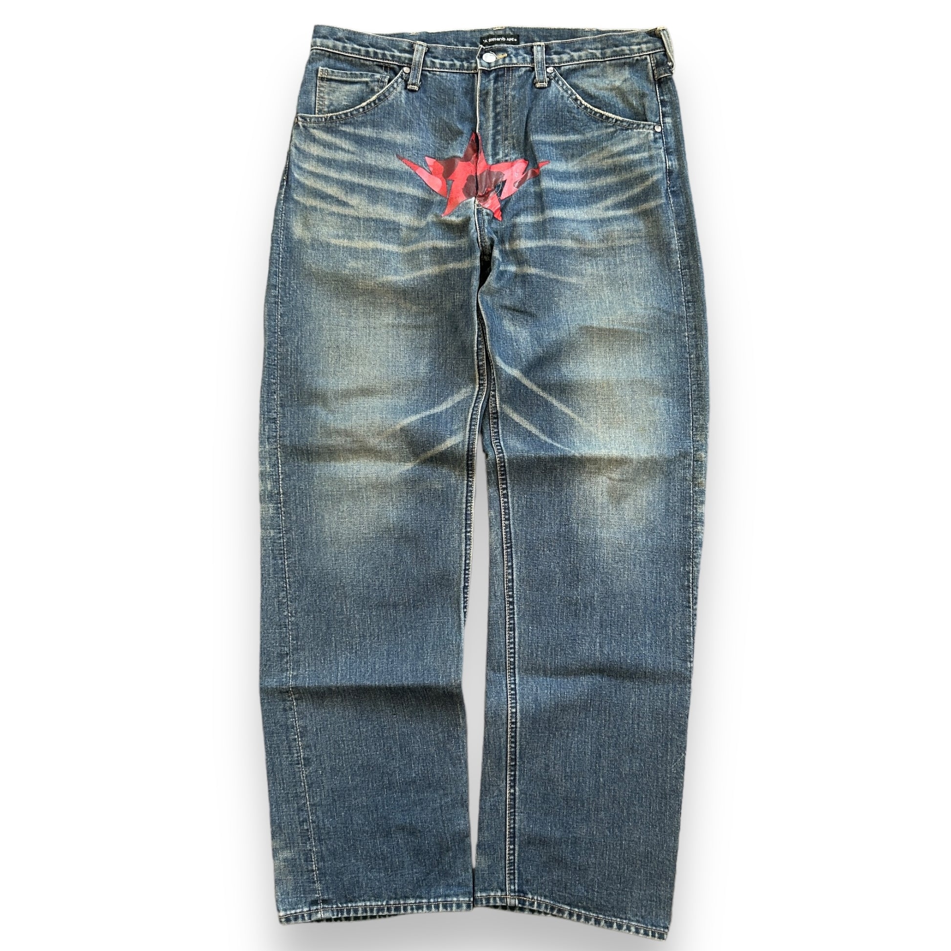 Authentic Bape Red Camo Twinsta Selvedge Jeans (34")