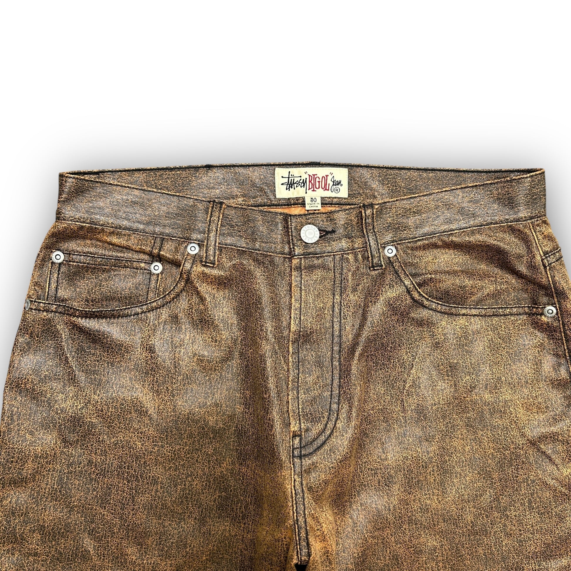Stussy Faux Leather Big Ol' Jeans (32")