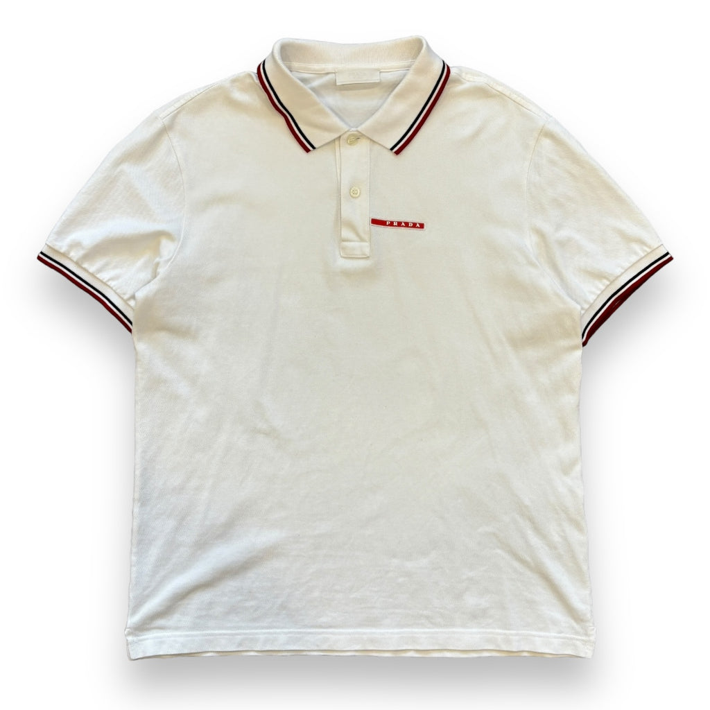 White Prada Polo Shirt (XL)