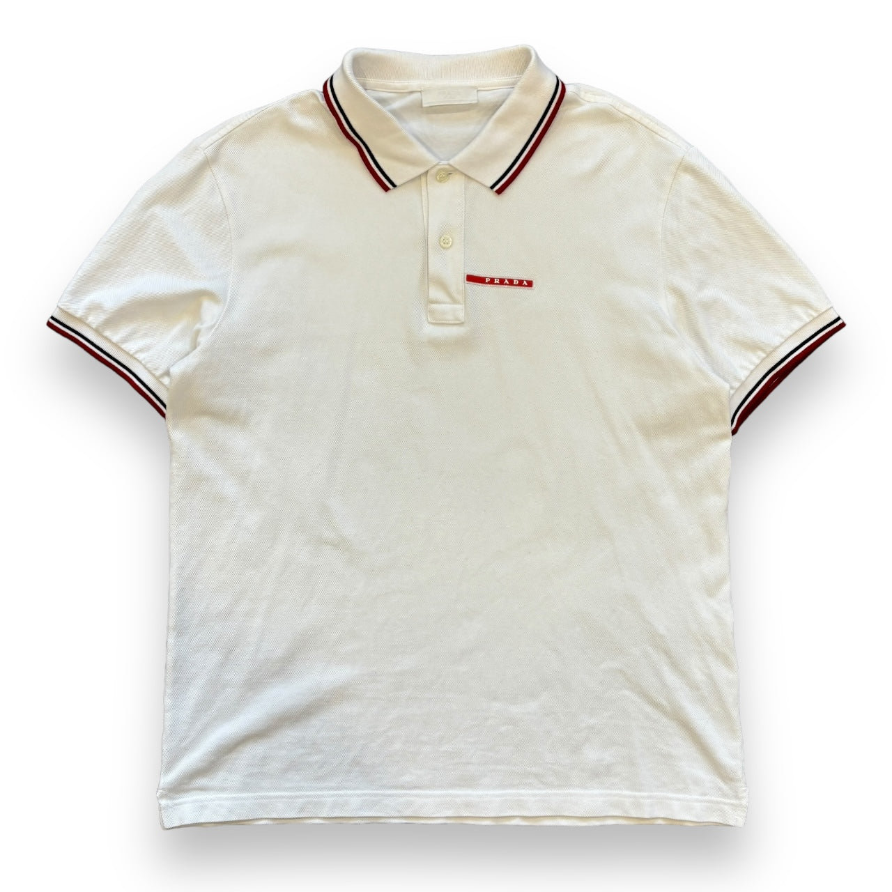White Prada Polo Shirt (XL)