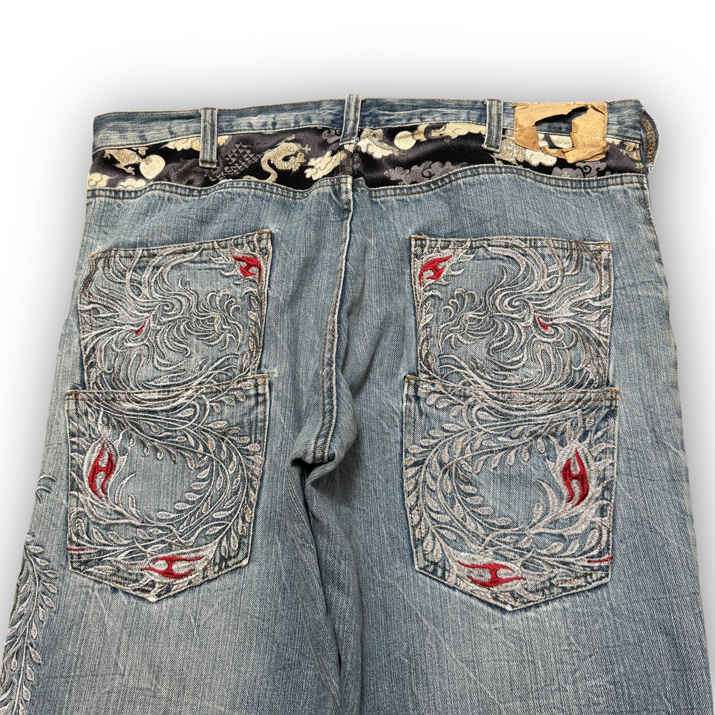 00s Japanese Dragon Embroidered Jeans (38")