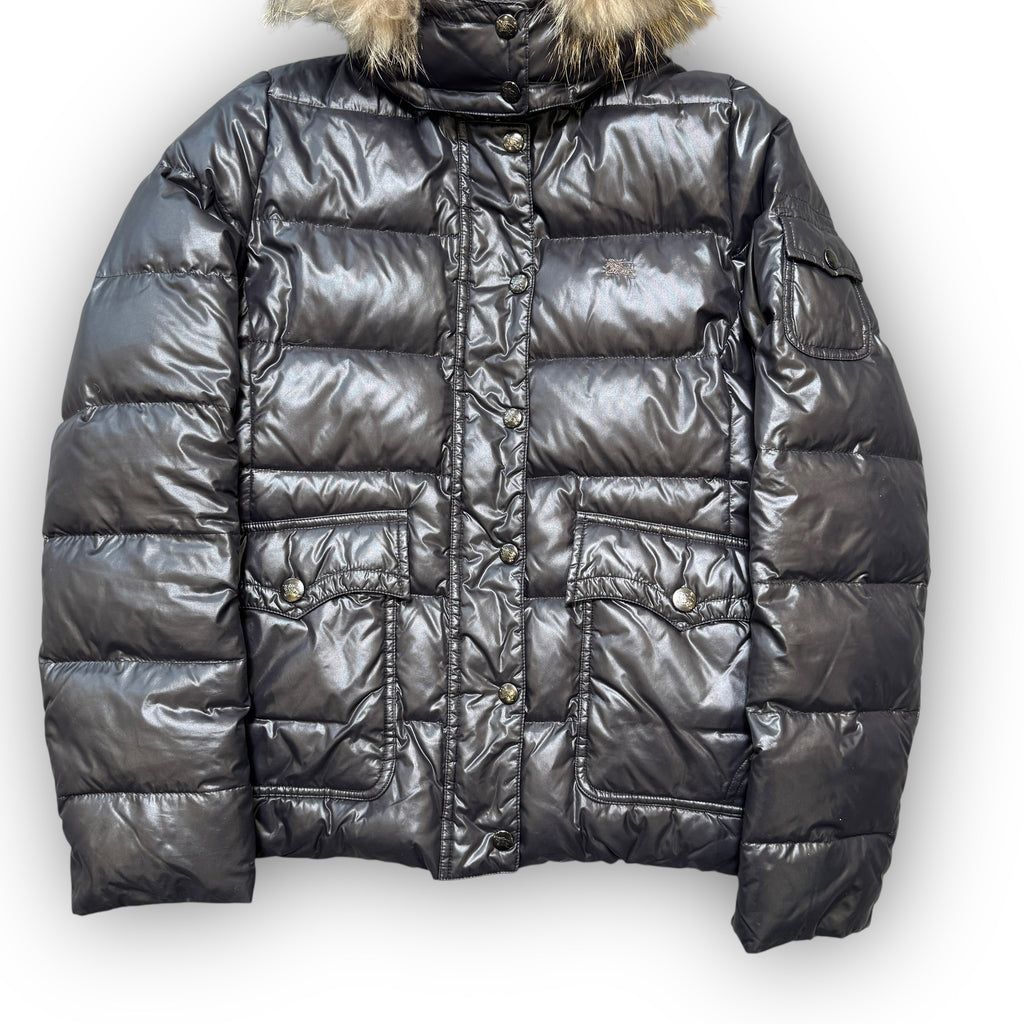 Black Burberry Fur Puffer Jacket (XS)