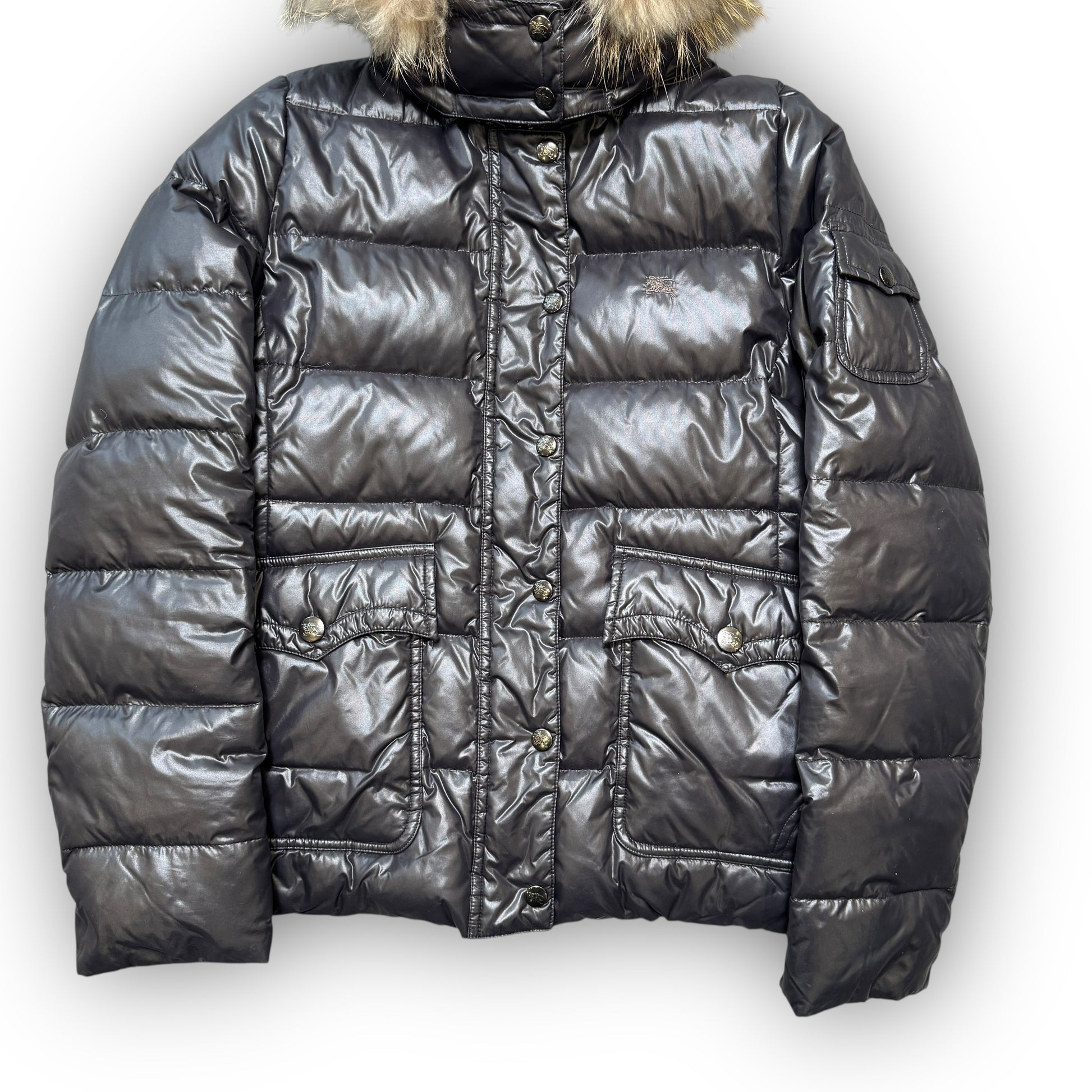 Black Burberry Fur Puffer Jacket (XS)