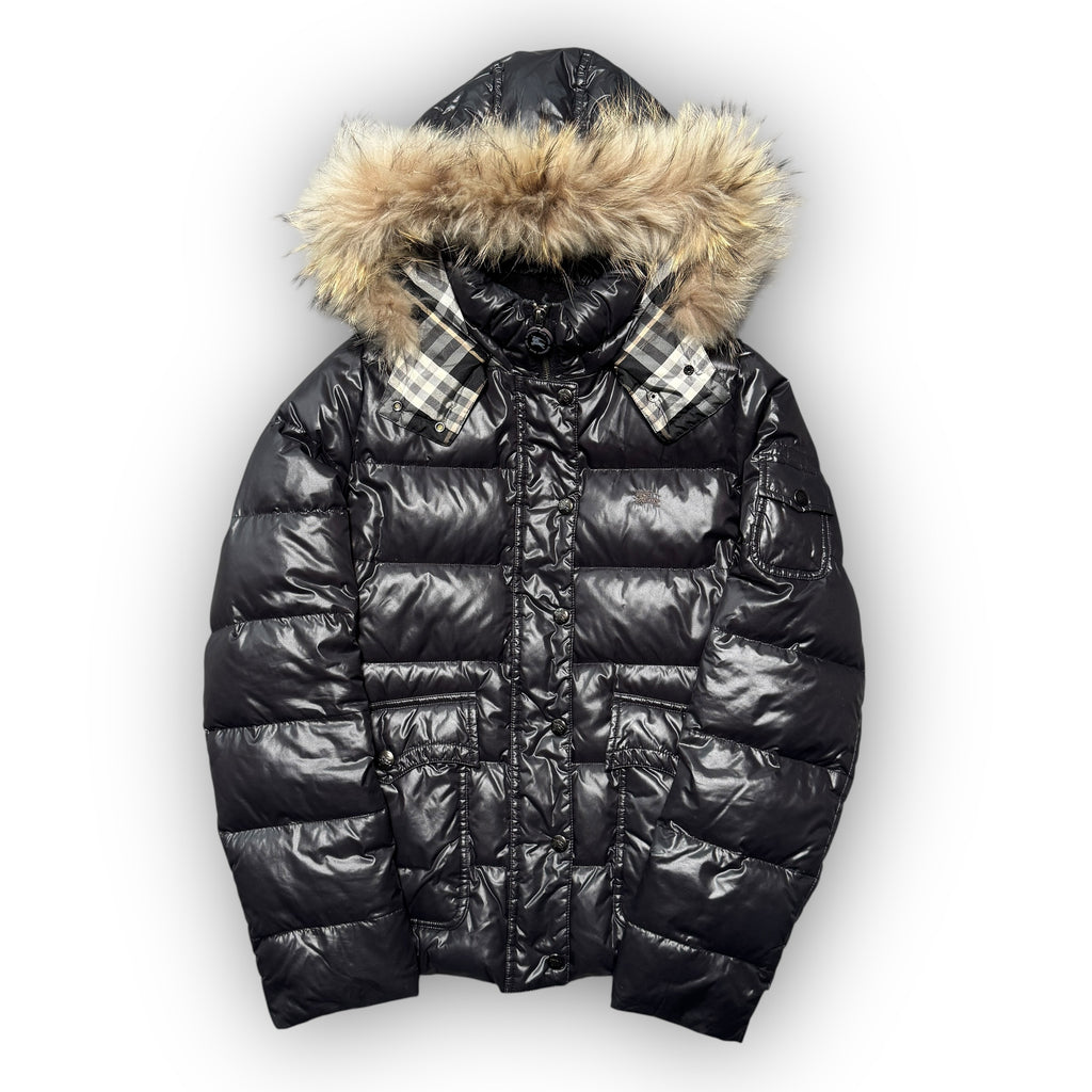 Black Burberry Fur Puffer Jacket (XS)