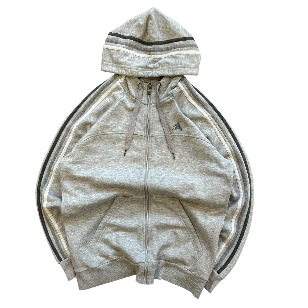 Adidas Three Stripe Grey Hoodie (M)