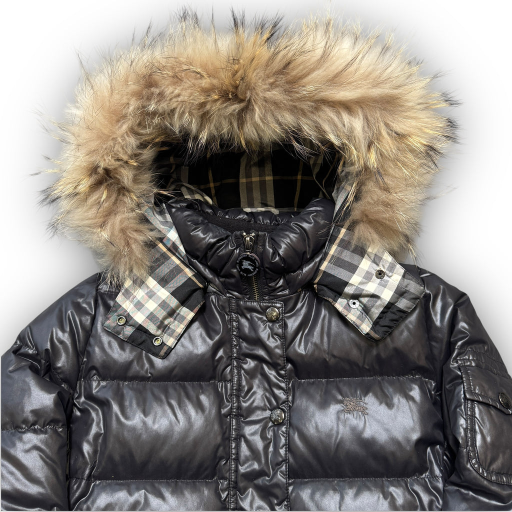 Black Burberry Fur Puffer Jacket (XS)