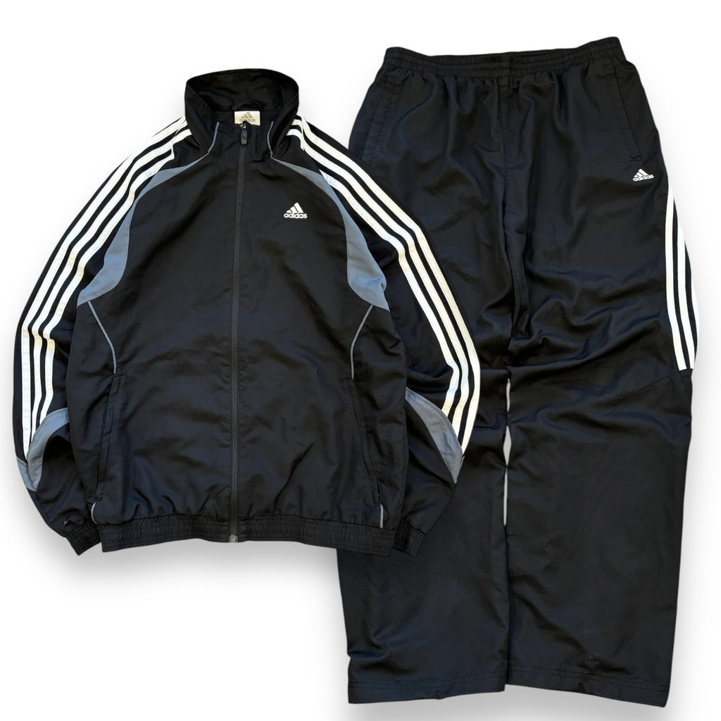 00s Black Adidas Full Tracksuit (S/M)