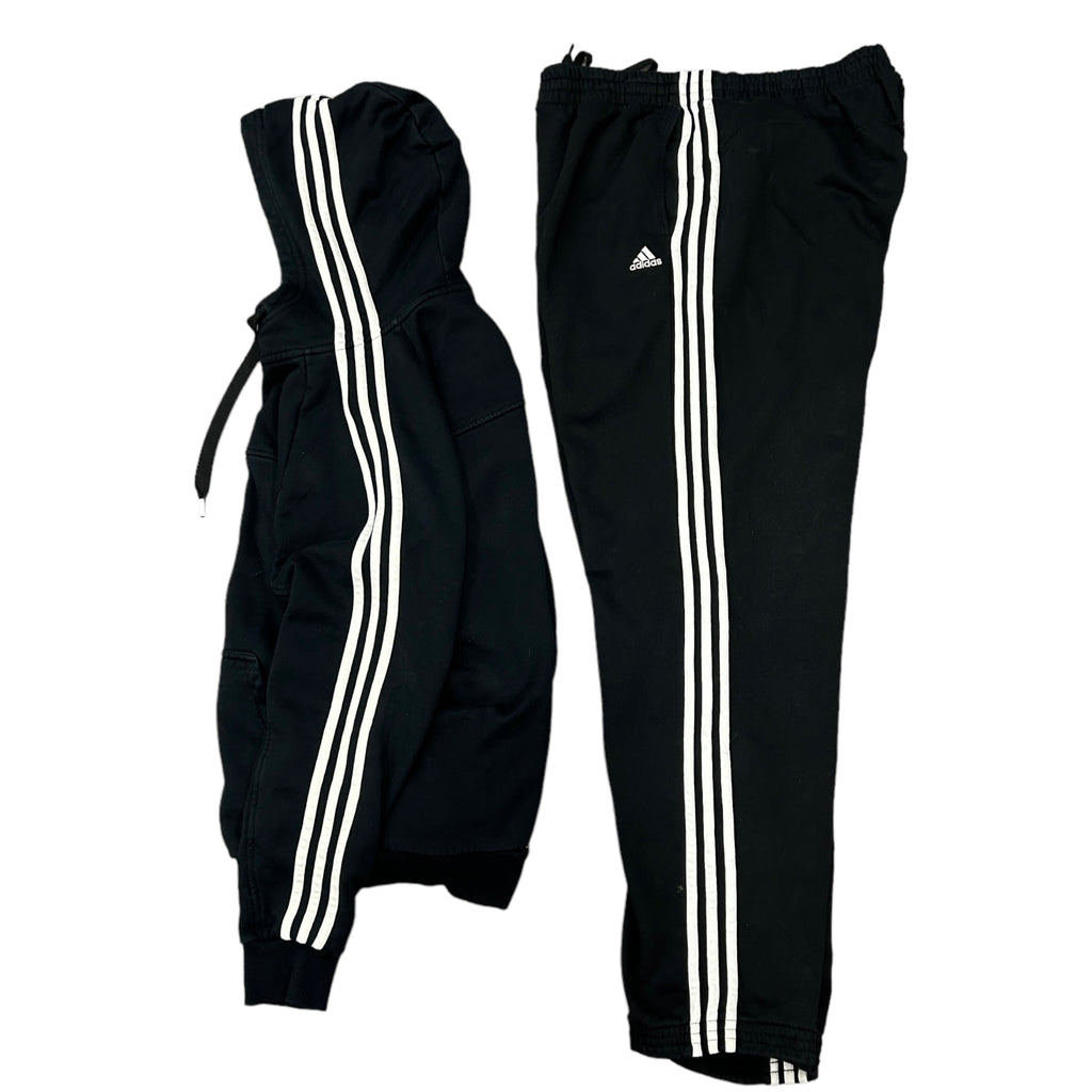 Adidas Three Stripe Black Tracksuit
