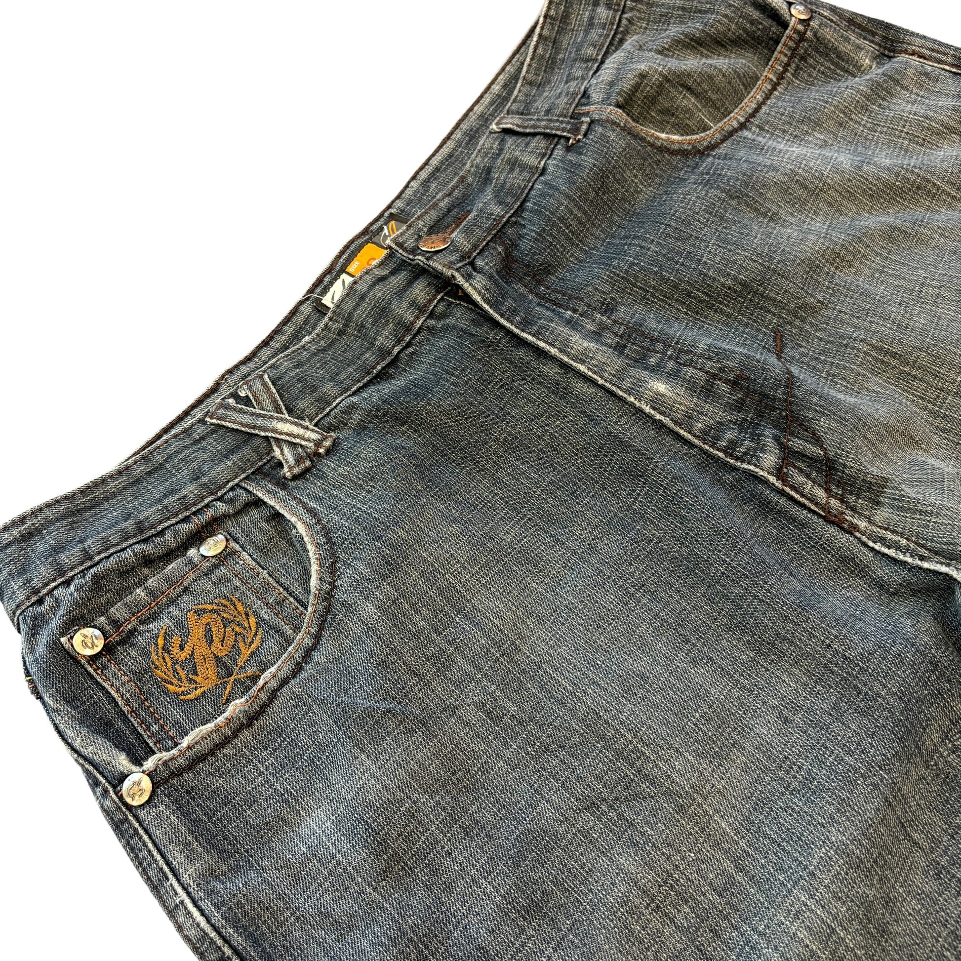 00's Baggy Hip Hop Embroidered Jeans (38W)