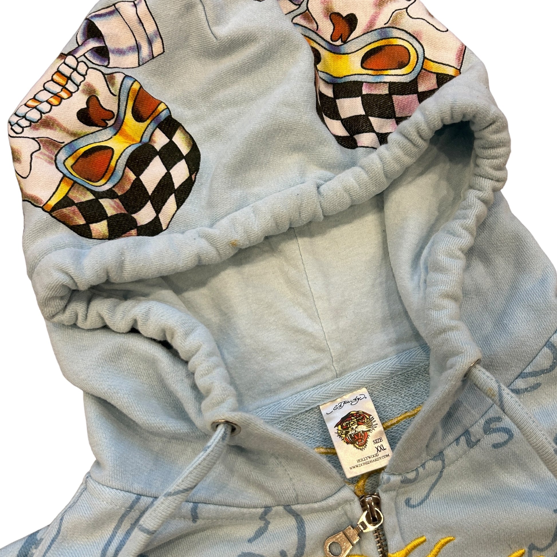 Ed Hardy Blue Rhinestone Hoodie (XL)