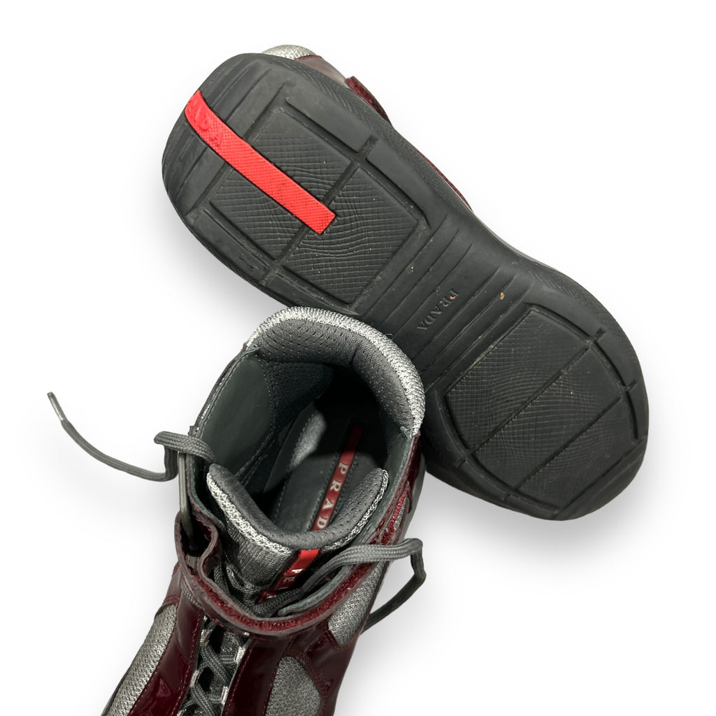 Prada America Cup High Top Patent Burgundy (UK10)