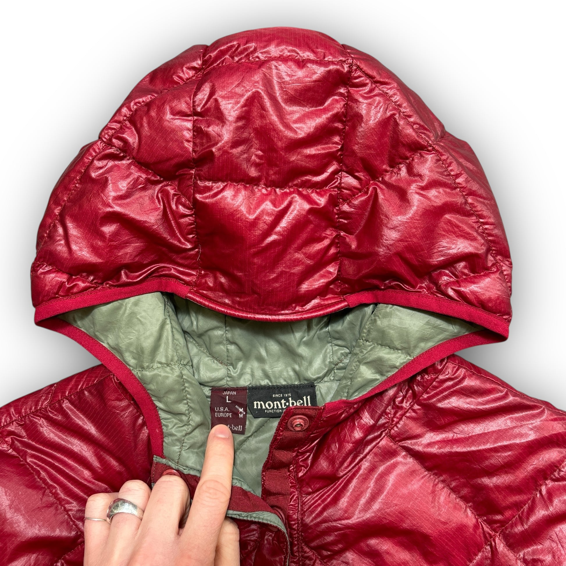 Red Montbell Diamond Stitch Puffer Jacket (M)