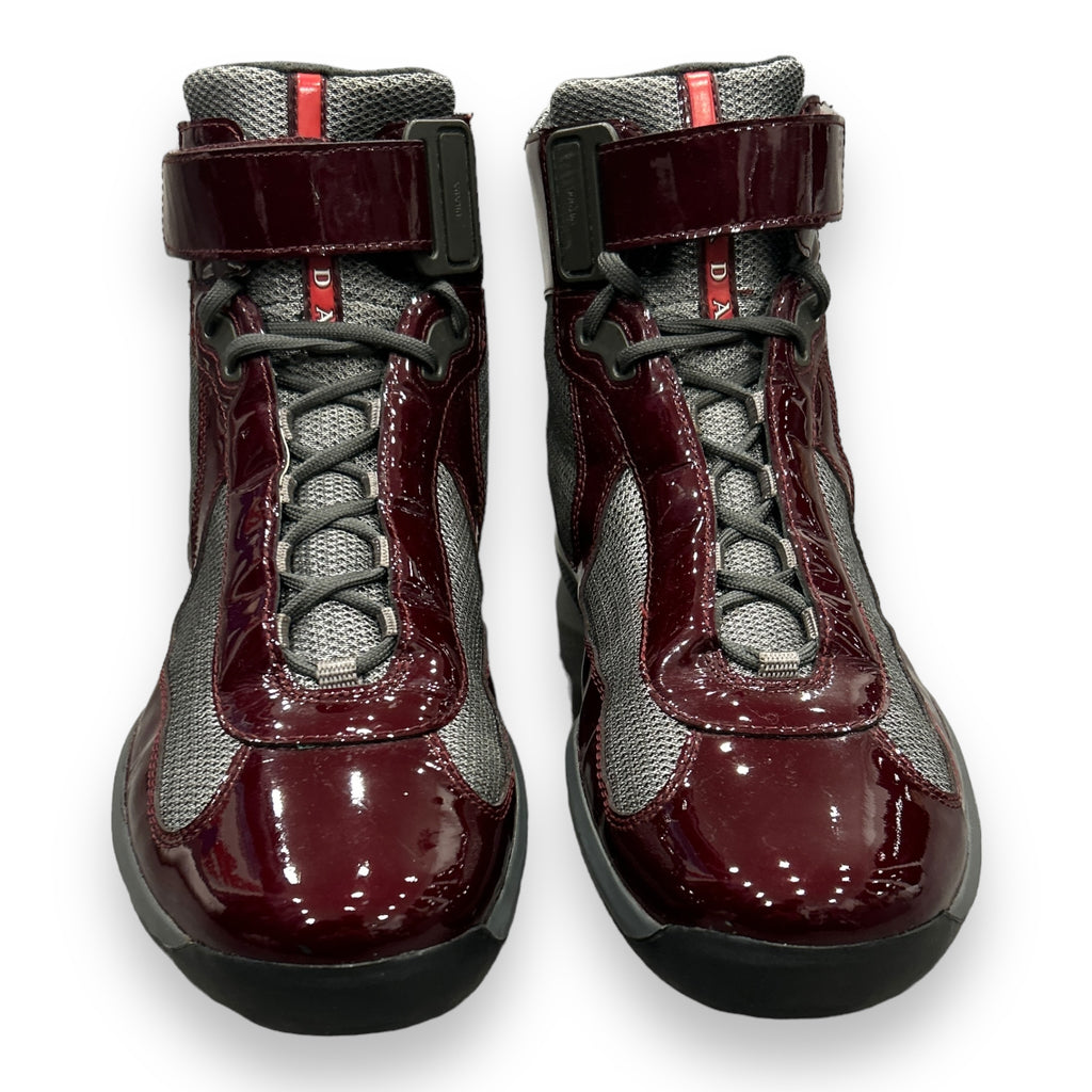 Prada America Cup High Top Patent Burgundy (UK10)