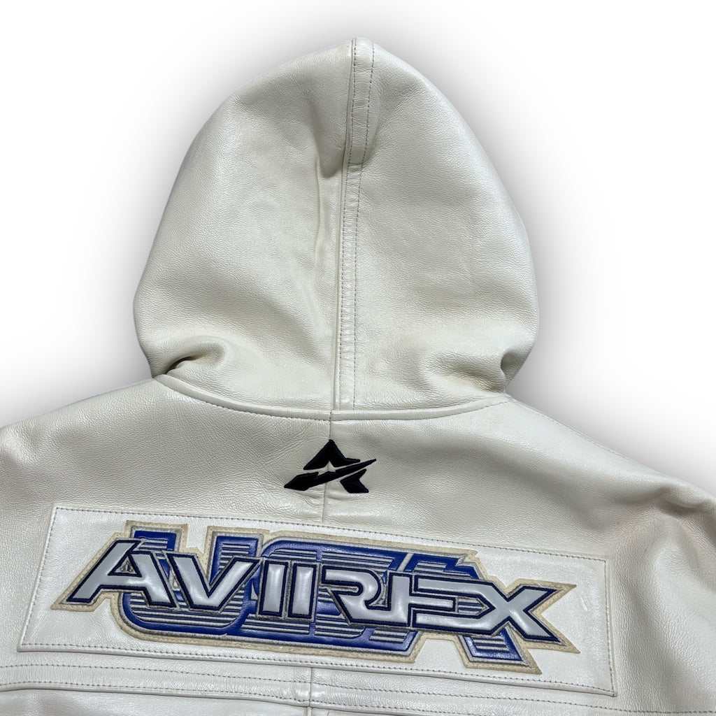 Avirex Hooded Leather Jacket (L)