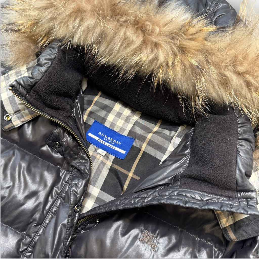 Black Burberry Fur Puffer Jacket (XS)