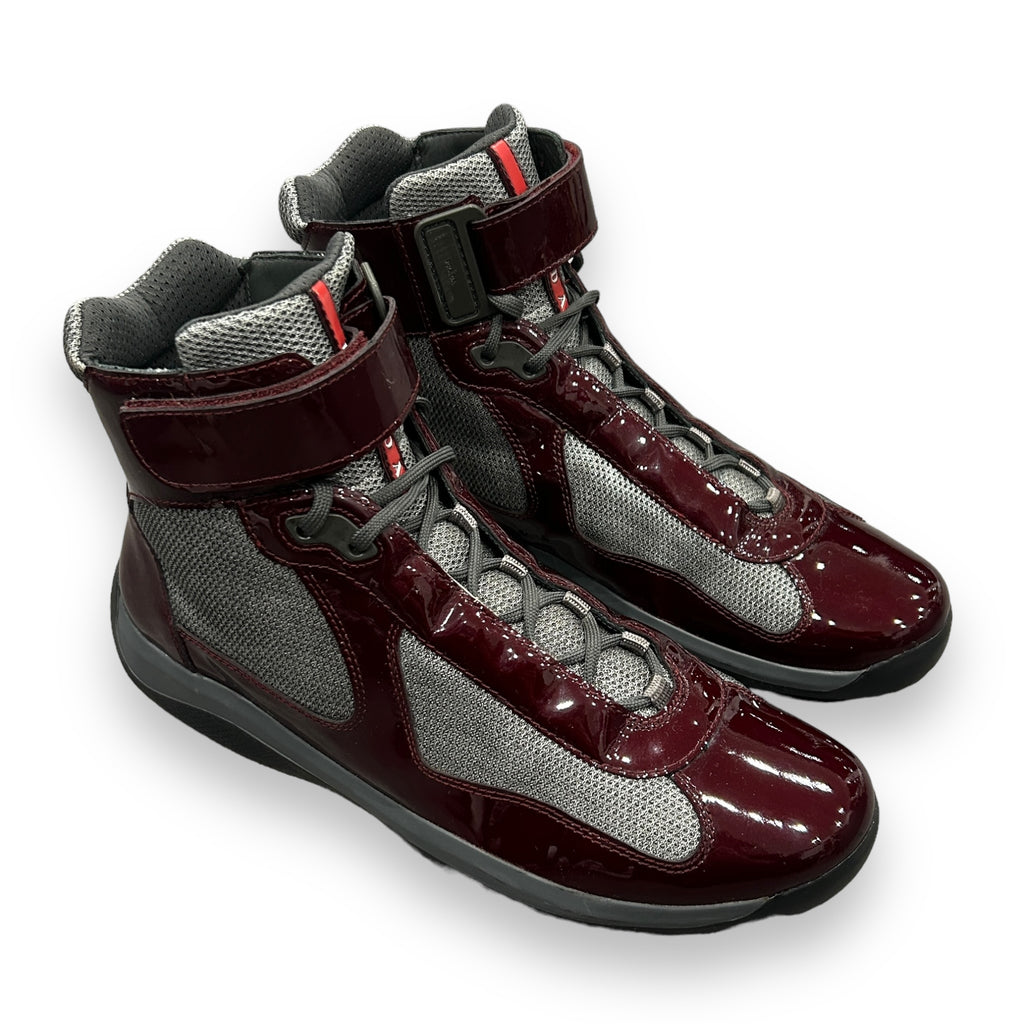 Prada America Cup High Top Patent Burgundy (UK10)