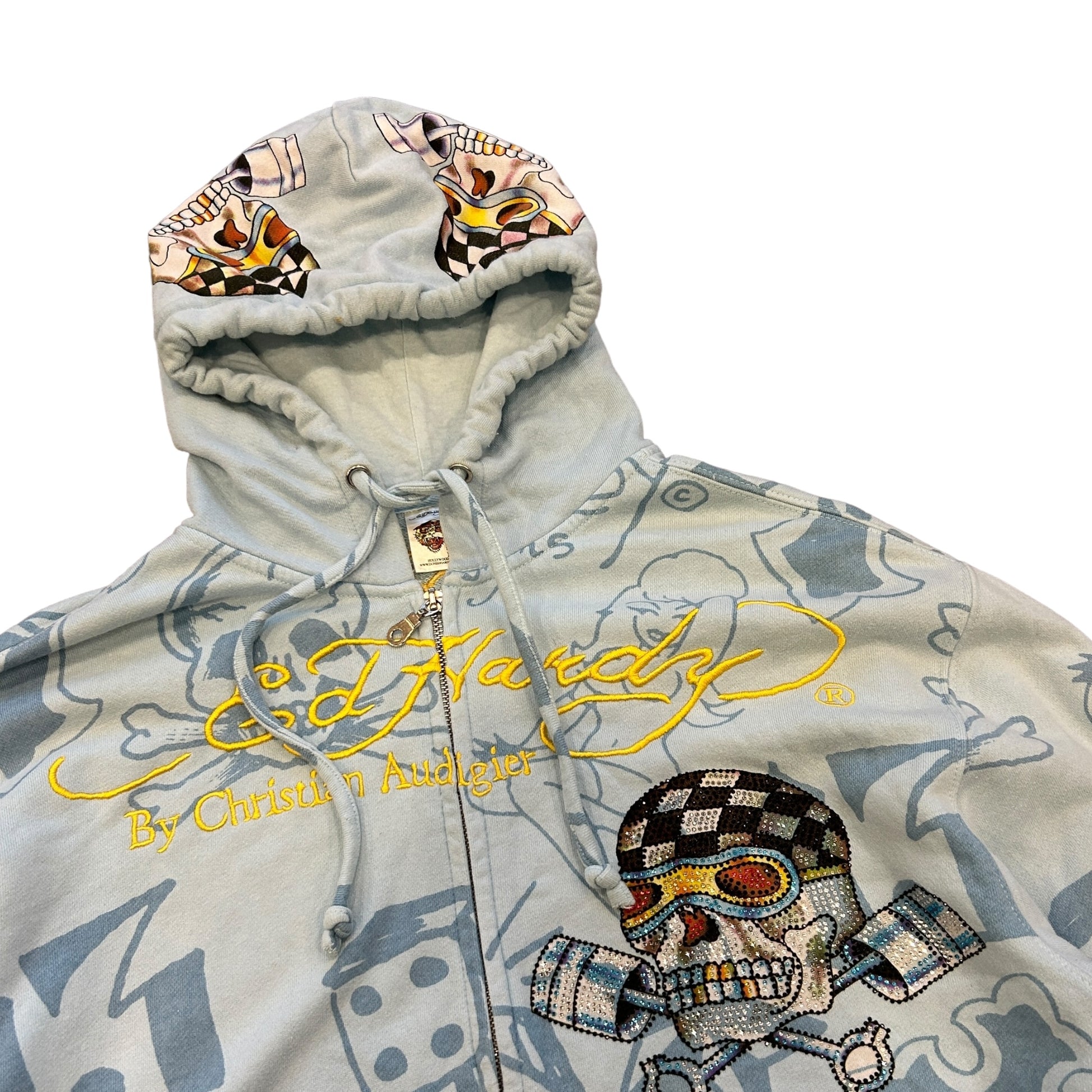 Ed Hardy Blue Rhinestone Hoodie (XL)