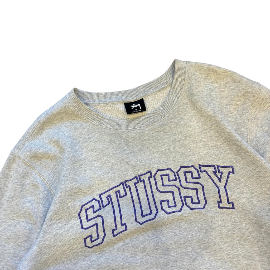 Grey Stussy Spellout Sweatshirt (M)