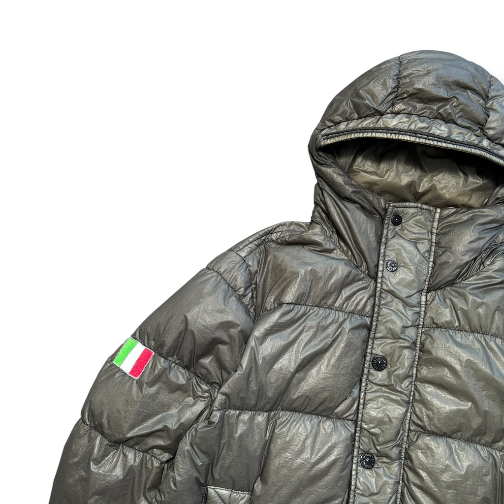 Stone Island Gunmetal Khaki Garment Dyed Down Jacket (XL)