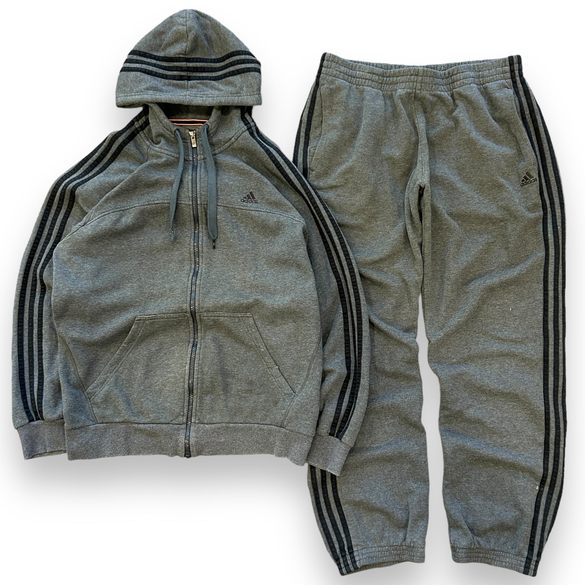 00s Grey Adidas Baggy Tracksuit (L)