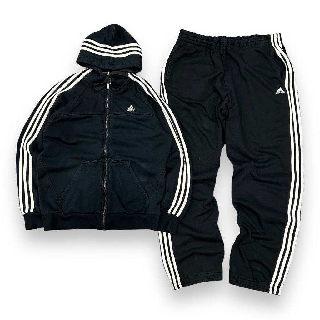 Adidas Three Stripe Black Tracksuit