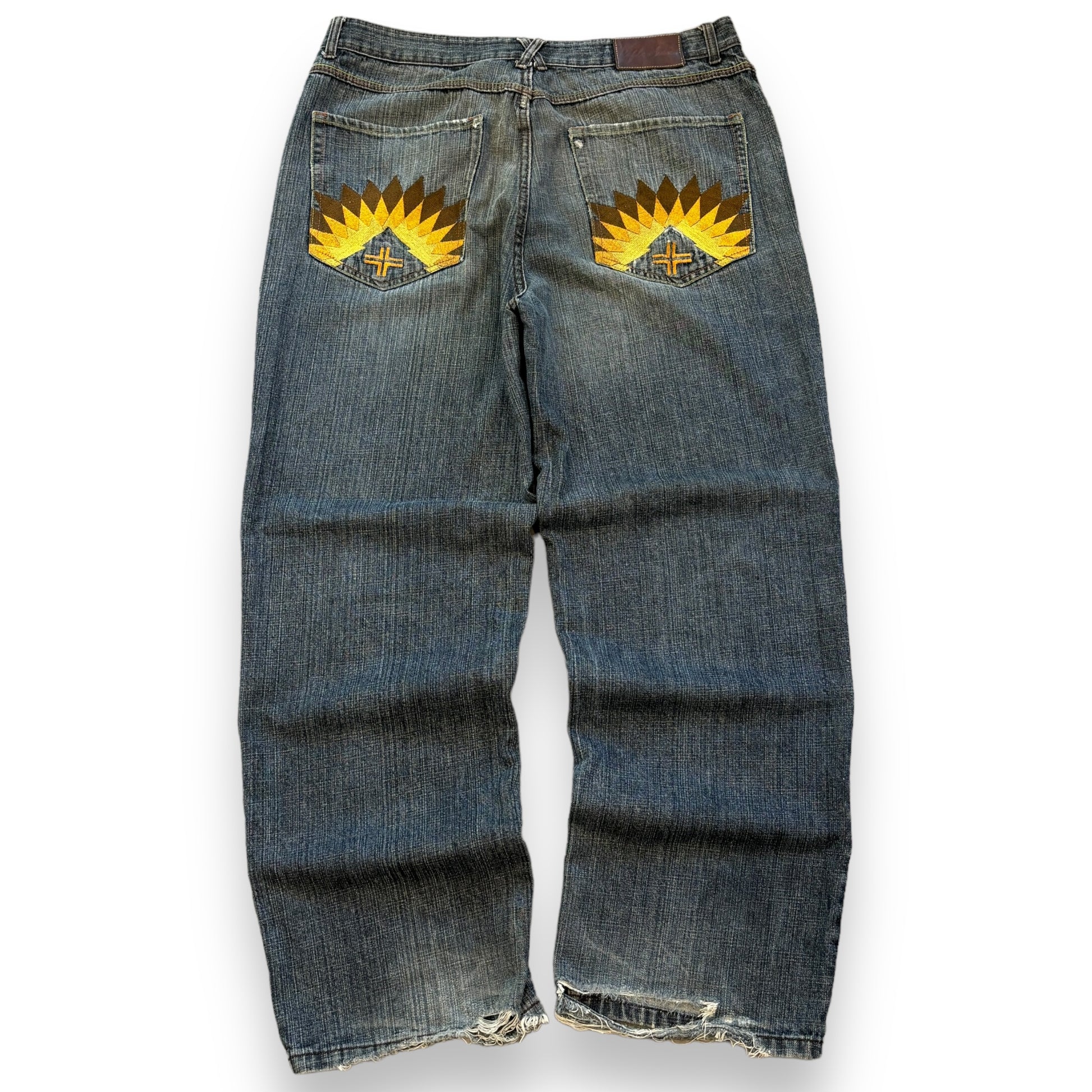 00's Baggy Hip Hop Embroidered Jeans (38W)