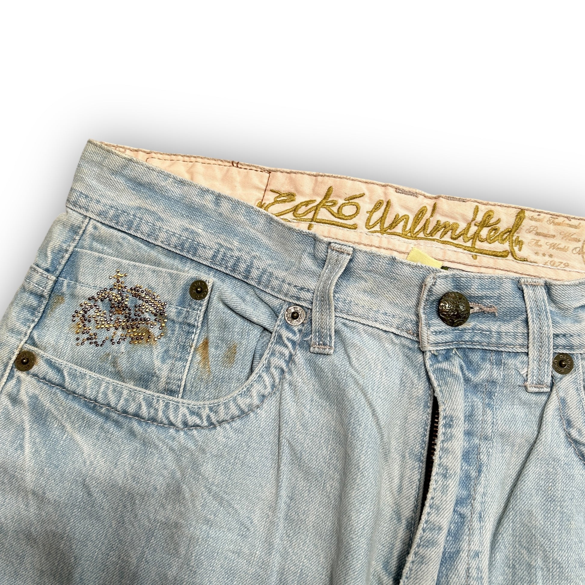 00s Ecko Unltd Rhinestone Baggy Jorts (32")