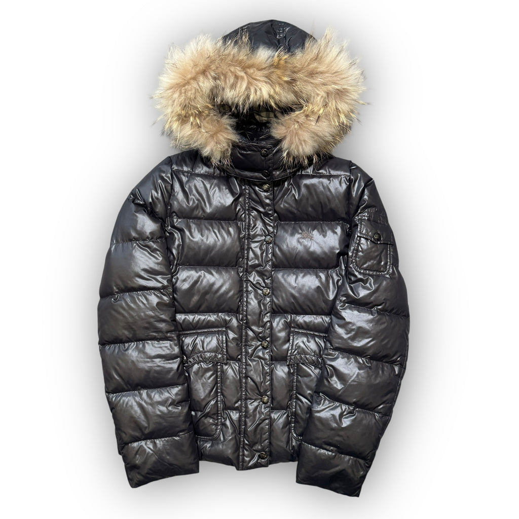 Black Burberry Fur Puffer Jacket (XS)