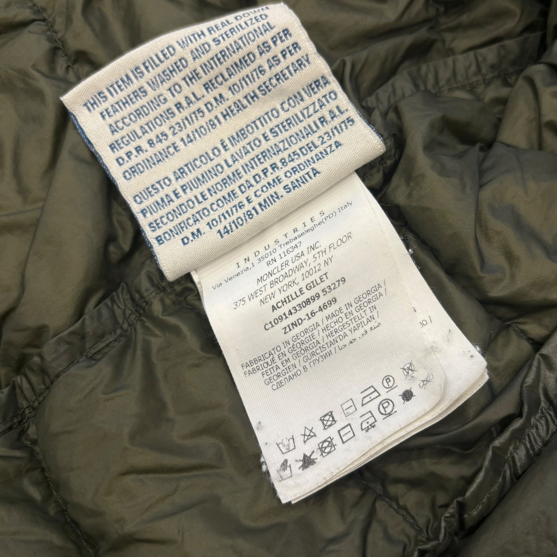 Moncler Khaki Padded Gilet (L)