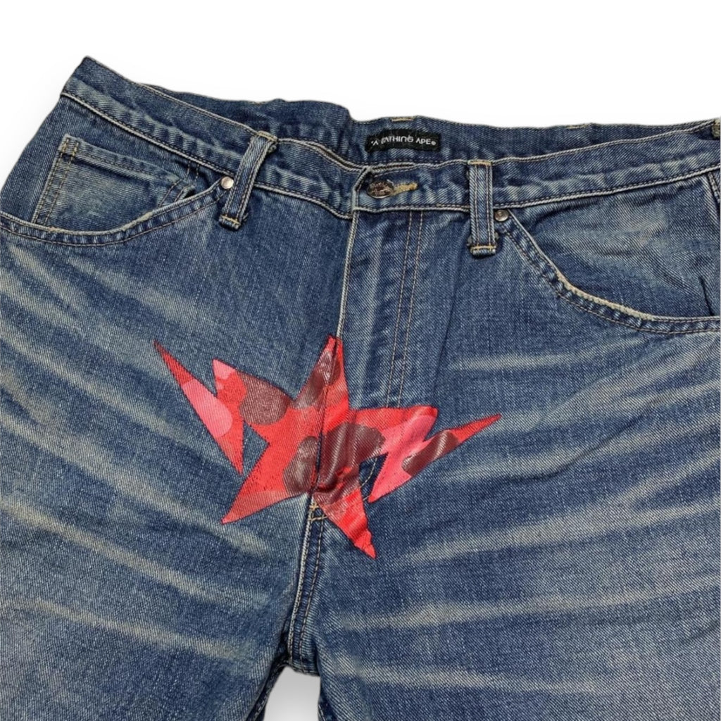 Authentic Bape Red Camo Twinsta Selvedge Jeans (34")