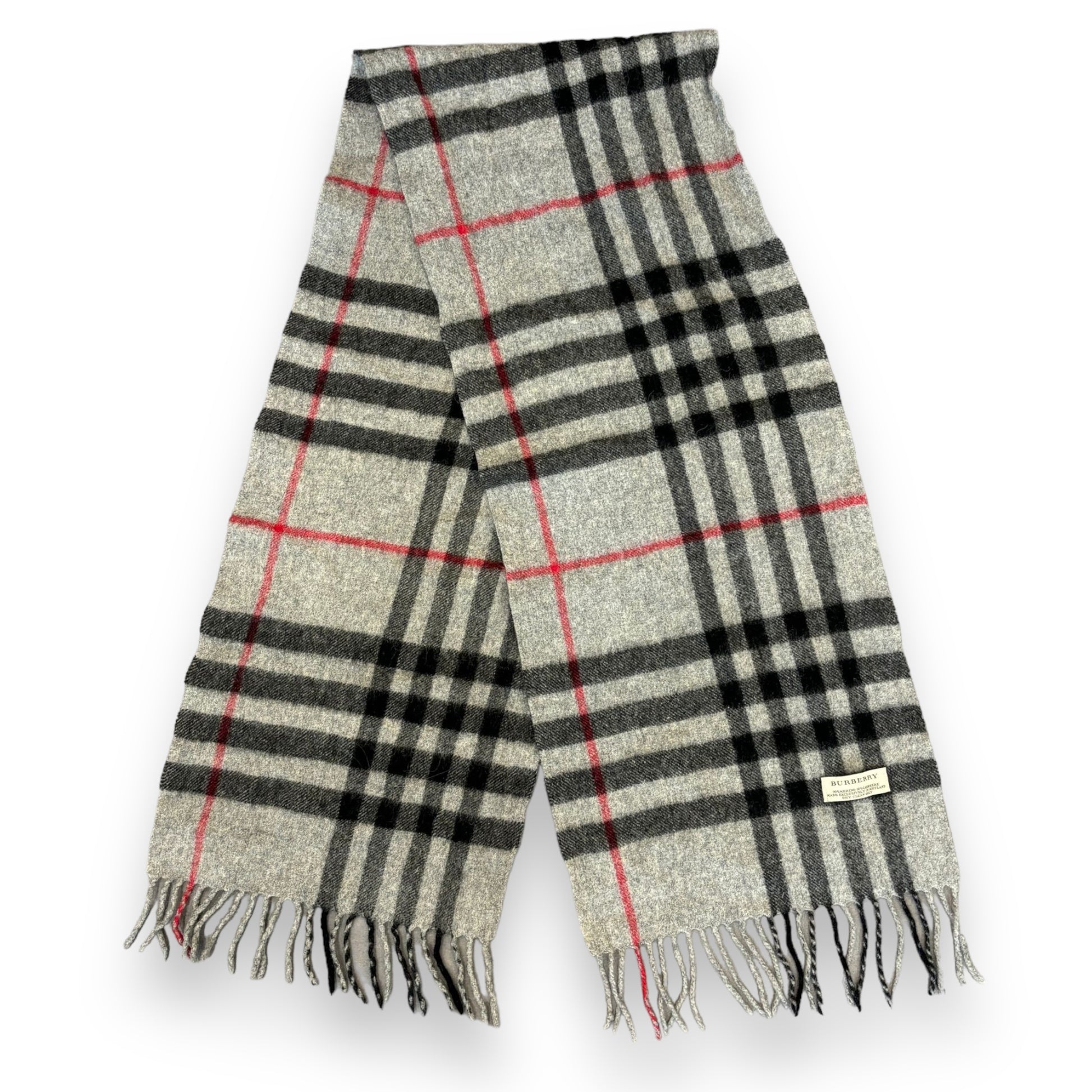 Grey Burberry Nova Check Scarf (60")