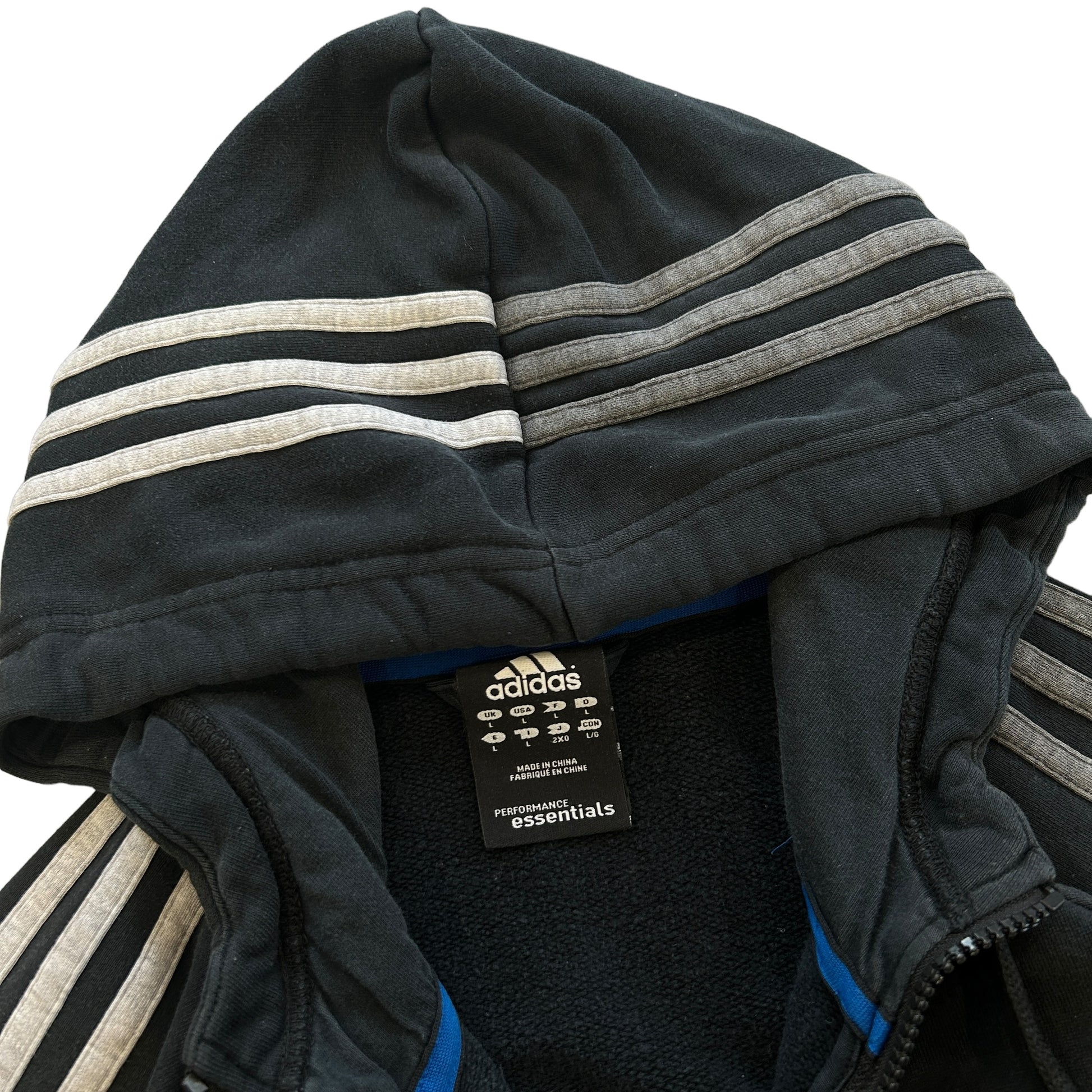Adidas Three Stripe Black Hoodie (L)