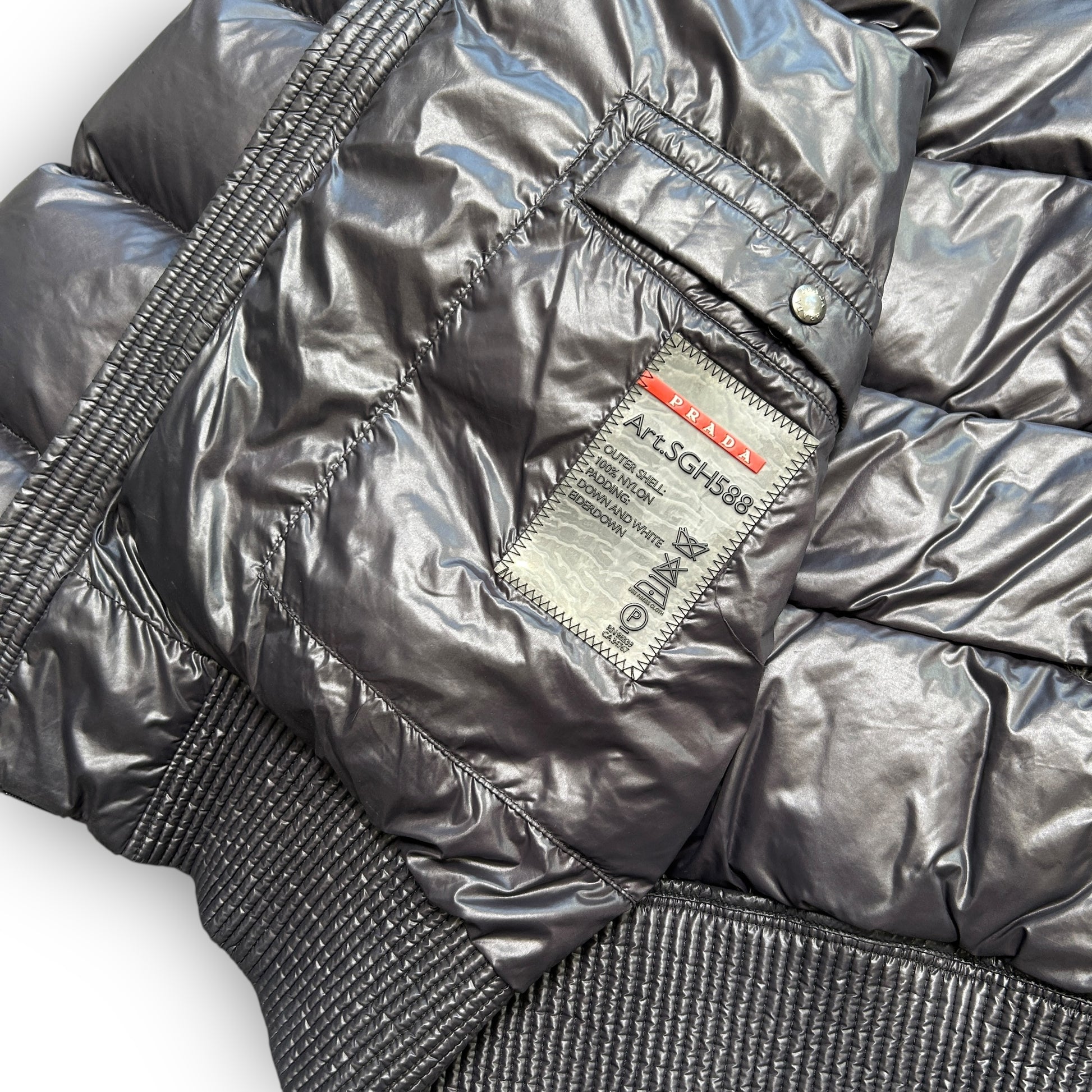 2013 Prada Milano Nylon Elderdown Puffer Coat (L)