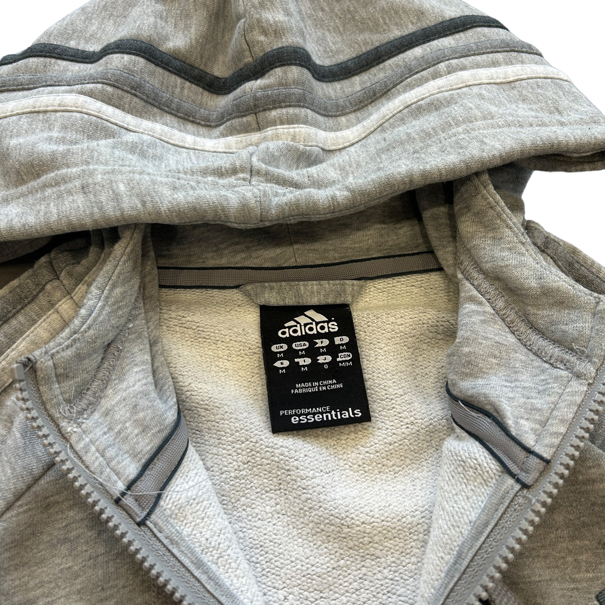Adidas Three Stripe Grey Hoodie (M)