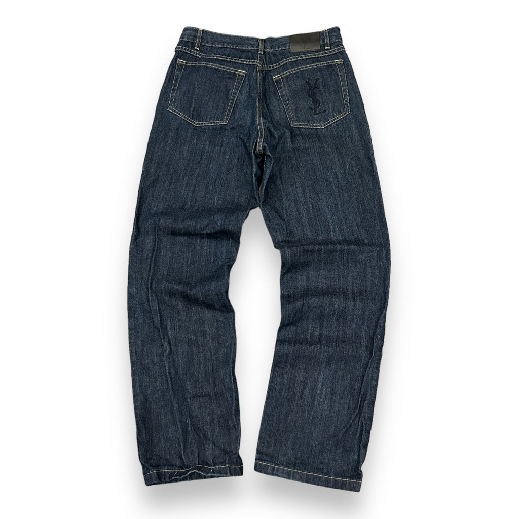 00's Embroidered Navy YSL Jeans (32)