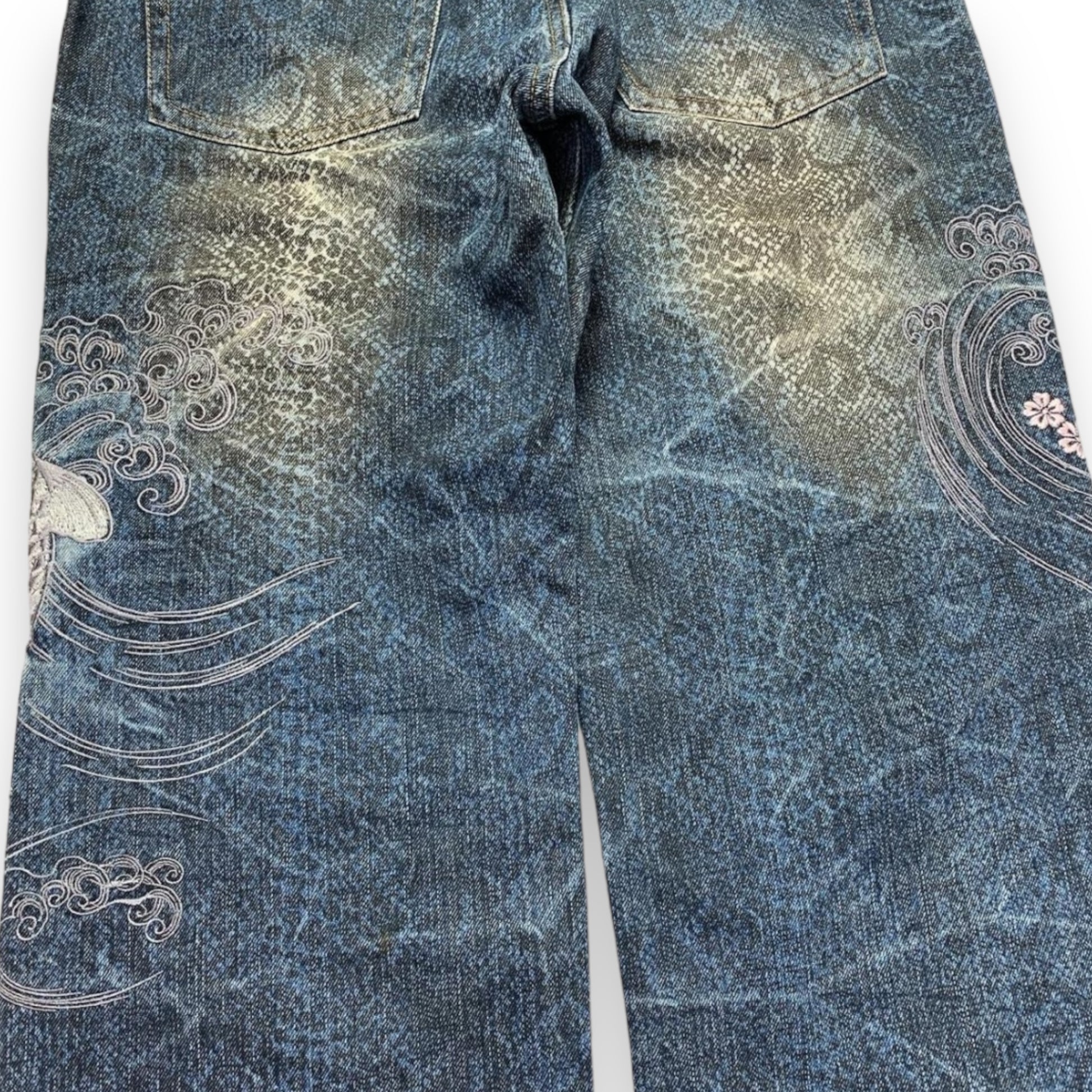 Authentic Karakuri Tamashi Japanese Embroidered Denim Jeans (30")